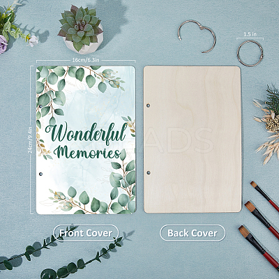 Wooden 2-Ring Loose Leaf Binder Postcard Phote Album Cover DIY-WH0547-039-1