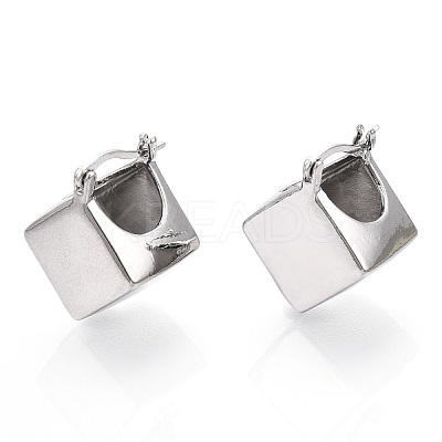 Brass Rhombus Thick Hoop Earrings for Women EJEW-F303-05P-1