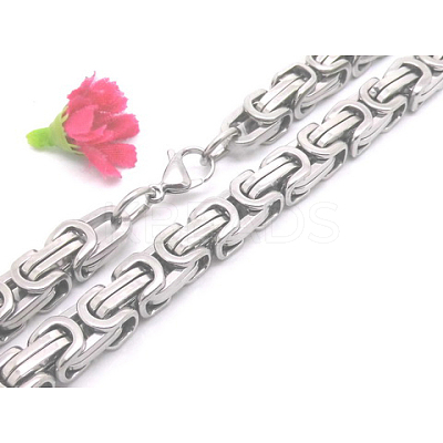 Non-Tarnish 201 Stainless Steel Byzantine Chain Necklaces NJEW-V0292-03-1