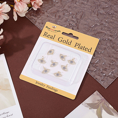 8Pcs Rack Plating Brass Cubic Zirconia Pendants KK-BBC0023-62-1