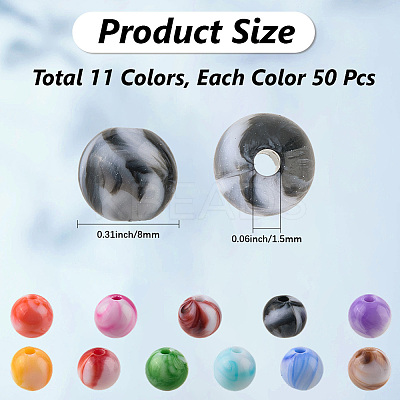 550Pcs 11 Colors Opaque Acrylic Beads SACR-PA0001-05-1