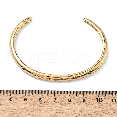 304 Stainless Steel Rhinestone Cuff Bangles for Women BJEW-D456-03G-02-1