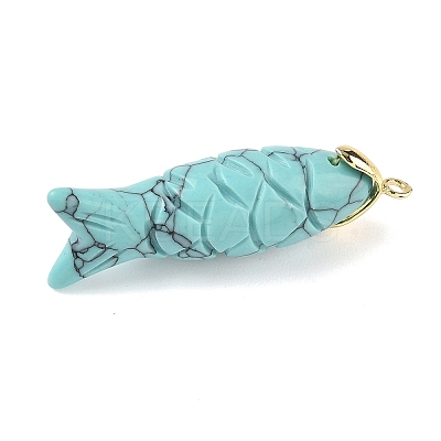 Synthetic Turquoise Carved Pendants G-P599-08G-08-1
