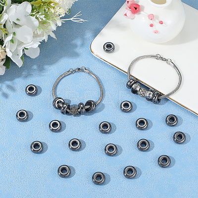 40Pcs Synthetic Non-magnetic Hematite European Beads G-BBC0001-53-1