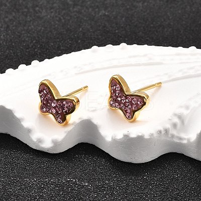 12 Pairs 304 Stainless Steel Rhinestone Stud Earrings EJEW-B135-01G-02-1