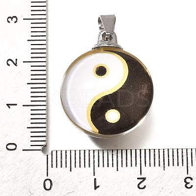 Flat Round 201 Stainless Steel Acrylic Pendants STAS-U036-01P-12-1