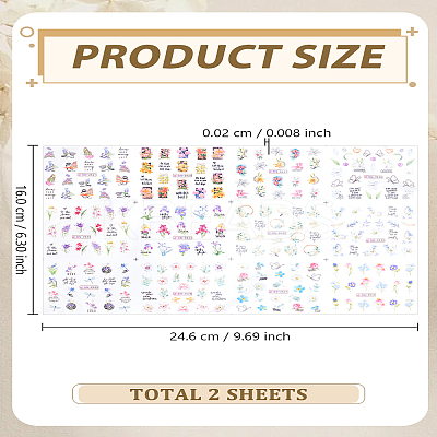 2Sheets Flower Water Transfer PET Nail Art Stickers MRMJ-LP0002-16-1