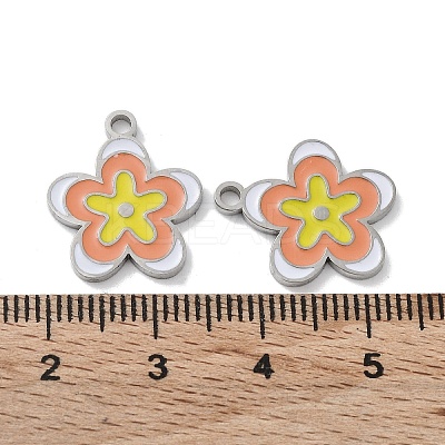 304 Stainless Steel Enamel Pendants STAS-P339-16P-02-1