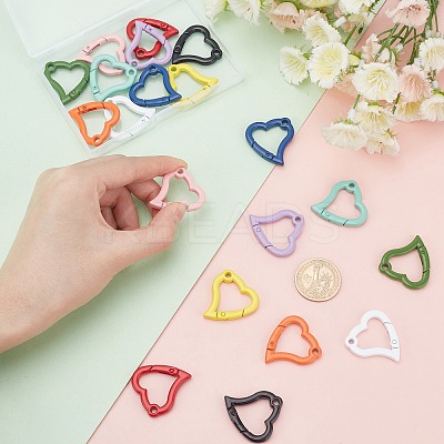 20Pcs 10 Colors Spray Painted Alloy Spring Gate Rings KEYC-PH0001-47-1