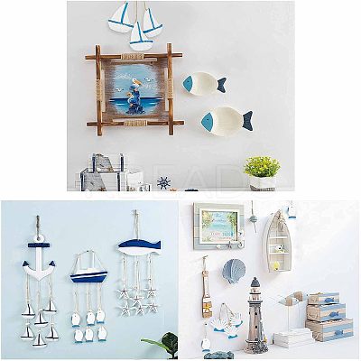 12Pcs 3 Styles Mediterranean Style Natural Wood Pendant Ornaments AJEW-PH0001-55-1