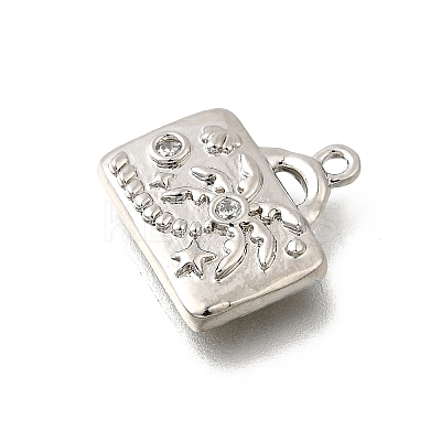 Brass Micro Pave Clear Cubic Zirconia Pendants KK-C096-16A-P-1