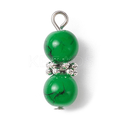 10Pcs 10 Color Baking Paint Glass Round Beaded Pendants PALLOY-JF02271-1