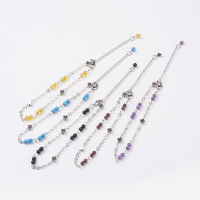 Natural Gemstone Anklets AJEW-AN00224-1