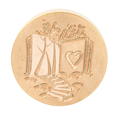Golden Tone Round Wax Seal Brass Stamp Heads LS-AJEW-S087-01G-07-1