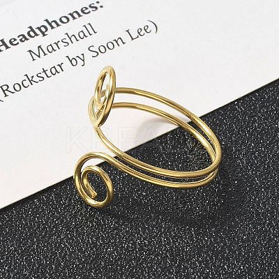 304 Stainless Steel Round Wrap Open Cuff Rings for Women Men RJEW-Z071-02B-G-1