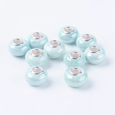 Rondelle Turquoise Handmade Porcelain Large Hole European Beads X-OPDL-G001-1-1