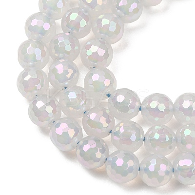Electroplated Natural Agate Beads Strands G-B191-A07-8mm-01-1