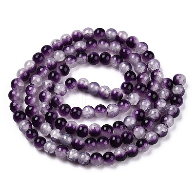 Crackle Baking Paint Imitation Jade Glass Beads Strands DGLA-T003-10mm-13-1
