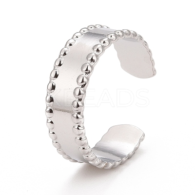 Non-Tarnish 304 Stainless Steel Flat Open Cuff Ring for Women RJEW-C025-10P-1