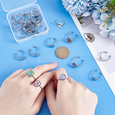 30Pcs Adjustable 304 Stainless Steel Finger Rings Components STAS-UN0059-79A-1