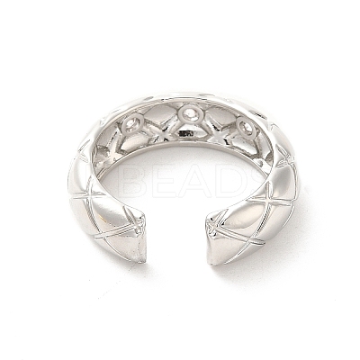 Brass Micro Pave Cubic Zirconia Open Cuff Rings RJEW-P098-07P-1