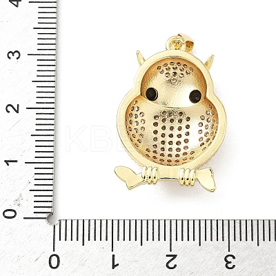 Brass Micro Pave Clear Cubic Zirconia Pendants KK-B141-35G-1