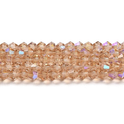 Transparent Electroplate Glass Beads Strands EGLA-A039-T6mm-L12-1