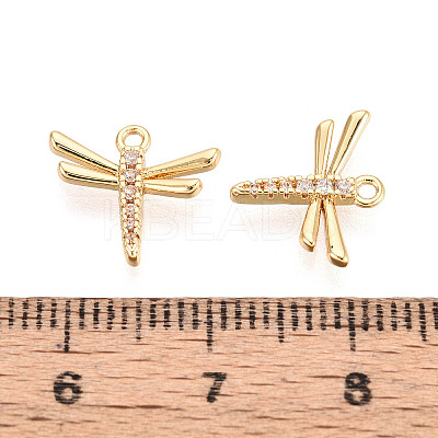 Brass Micro Pave Clear Cubic Zirconia Pendants KK-T077-44G-1