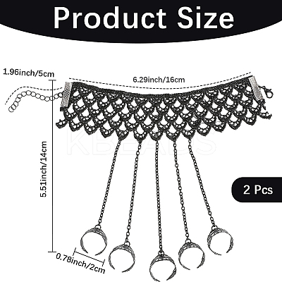 2Pcs Halloween Gothic Finger Ring Bracelets for Women BJEW-CN0001-15-1