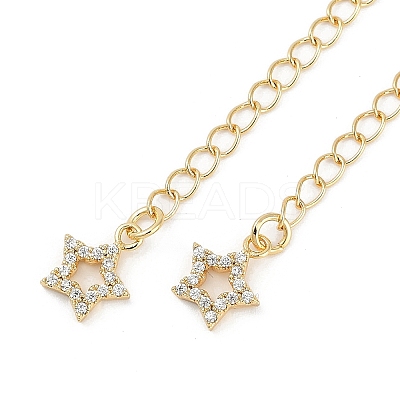 Brass Micro Pave Cubic Zirconia Ends with Chains KK-U043-02G-1
