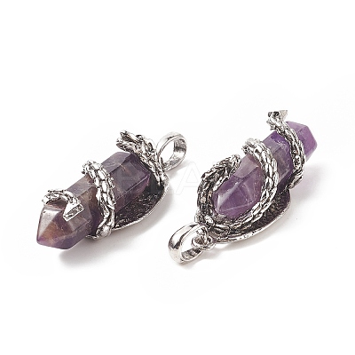 Natural Amethyst Pointed Pendants G-C051-01I-1