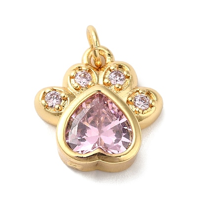 Rack Plating Brass Pave Cubic Zirconia Charms KK-O142-58G-1