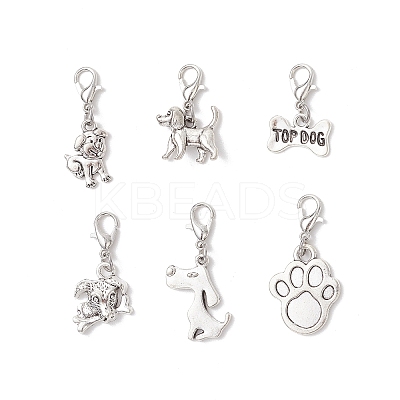 6Pcs Tibetan Style Alloy Pendant Decorations HJEW-JM03895-1