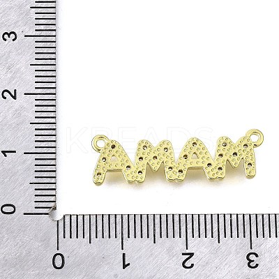 Mother's Day Brass Micro Pave Clear Cubic Zirconia Word Mama Connector Charms KK-V007-36G-1