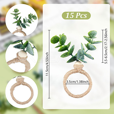 Jute Cord & Wood Beads Napkin Rings AJEW-GA00025-1