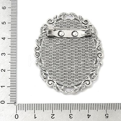 Oval Vintage Tibetan Alloy Brooch Cabochon Bezel Settings X-PALLOY-O037-08AS-W-1