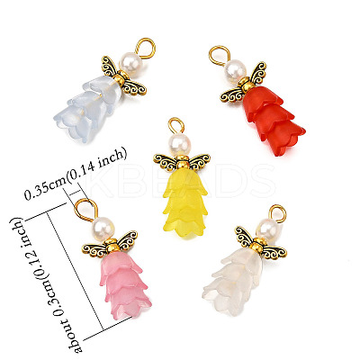 50Pcs 5 Colors ABS Plastic Imitation Pearl Pendants PALLOY-JF03909-1