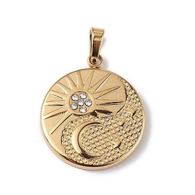 Ion Plating(IP) 304 Stainless Steel with Crystal Rhinestone Pendants STAS-G307-08G-1