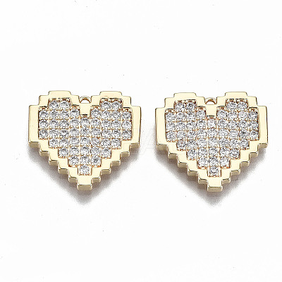 Brass Micro Pave Clear Cubic Zirconia Pendants X-KK-S356-166G-NF-1