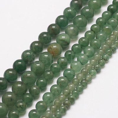 Grade AB Natural Green Aventurine Bead Strands G-G666-01A-1