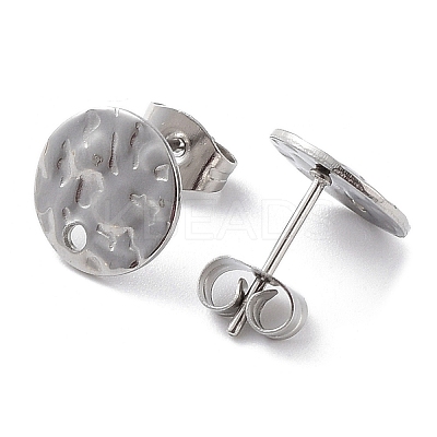 Non-Tarnish 201 Stainless Steel Flat Round Stud Earring Findings STAS-K259-19B-P-1