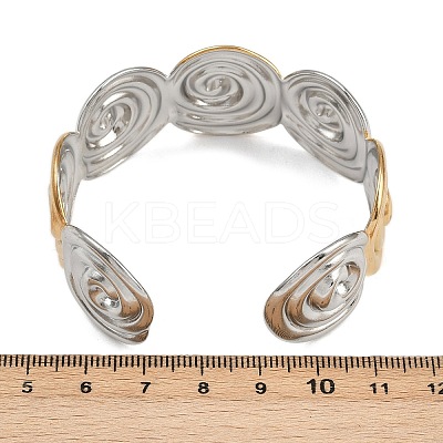 304 Stainless Steel Cuff Bangles for Women BJEW-G757-09GP-1