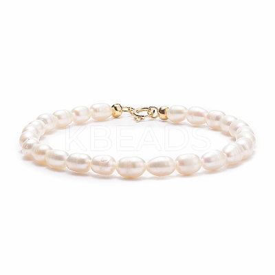 Grade A Natural Pearl Beaded Bracelets with Brass Spring Ring Clasps for Women X-BJEW-JB08037-1