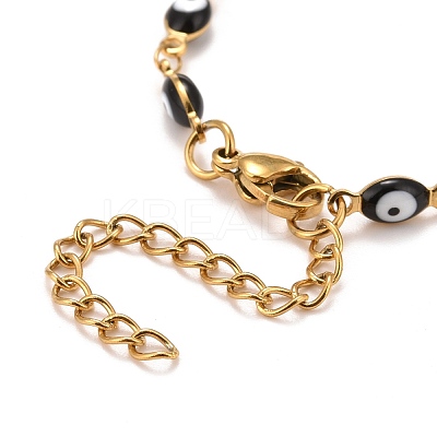 Enamel Horse Eye Link Chains Bracelet BJEW-P271-05G-1