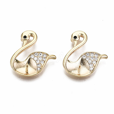 Brass Micro Pave Clear Cubic Zirconia Peg Bails Pendants KK-T056-75G-NF-1