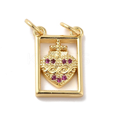 Rack Plating Brass Micro Pave Cubic Zirconia Pendants KK-E281-17G-1