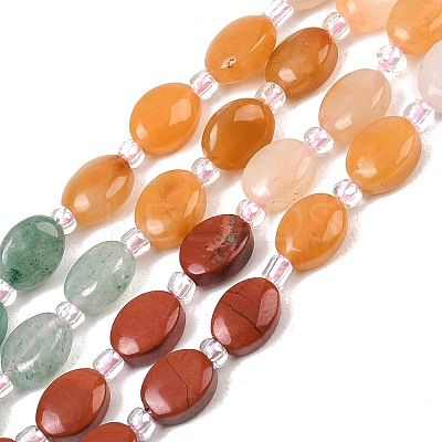 Natural Yellow Aventurine & Red Jasper & Rose Quartz & Sodalit & Green Aventurine Beads Strands G-Z135-A01-1