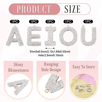 5Pcs 5 Styles Handmade Polymer Clay Rhinestone Big Pendants FIND-BT0001-39B-1