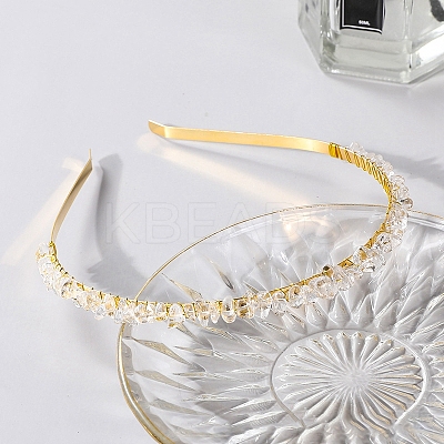Wire Wrapped Natural White Jade Chip Hair Bands PW-WG27230-14-1