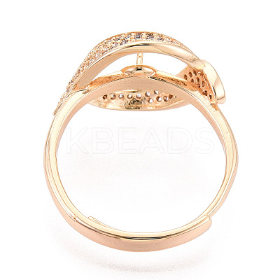 Brass Micro Pave Clear Cubic Zirconia Adjustable Ring Settings KK-T076-77G-1
